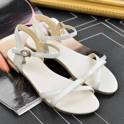 Comfortable Women's Summer Sandals Genuine Leather Flip Flops Casual Flats Sandal White Gold Black Ankle Strap Beach Shoes Girls ZOGEER Official Store