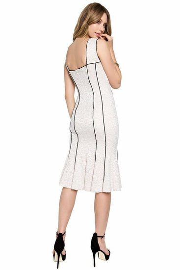 Bella Dress - Bustier Lace Mermaid Dress with Black Piping Detail Elegant Smart Buyer