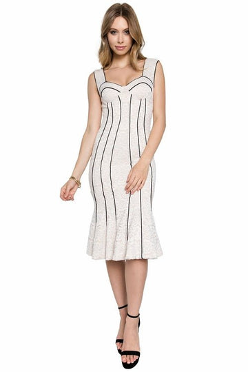 Bella Dress - Bustier Lace Mermaid Dress with Black Piping Detail Elegant Smart Buyer