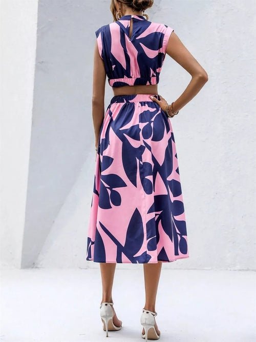 Cutout Printed Sleeveless Dress Elegant Smart Buyer