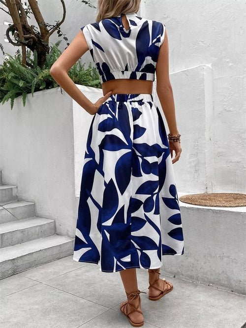 Cutout Printed Sleeveless Dress Elegant Smart Buyer