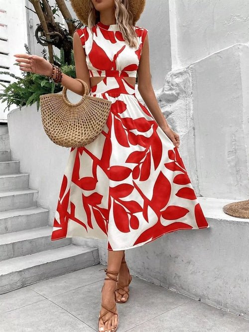 Cutout Printed Sleeveless Dress Elegant Smart Buyer