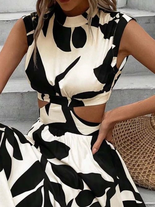 Cutout Printed Sleeveless Dress Elegant Smart Buyer