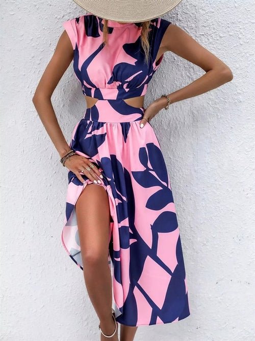 Cutout Printed Sleeveless Dress Elegant Smart Buyer