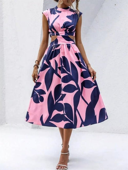 Cutout Printed Sleeveless Dress Elegant Smart Buyer