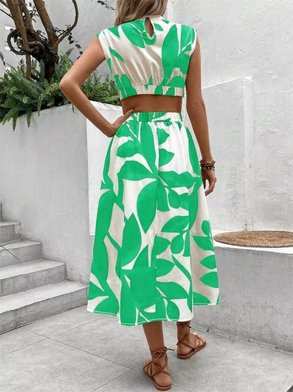 Cutout Printed Sleeveless Dress Elegant Smart Buyer