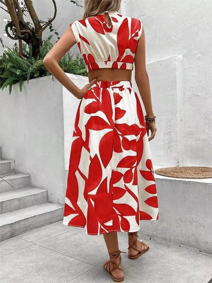 Cutout Printed Sleeveless Dress Elegant Smart Buyer
