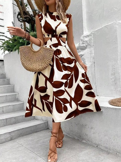 Cutout Printed Sleeveless Dress Elegant Smart Buyer
