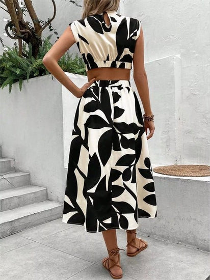 Cutout Printed Sleeveless Dress Elegant Smart Buyer