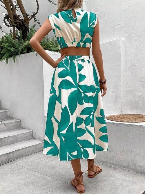 Cutout Printed Sleeveless Dress Elegant Smart Buyer