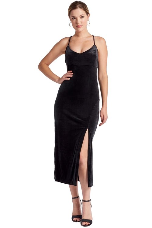 Elle Dress - Velvet Slip Dress with scooped back and thigh high slit Elegant Smart Buyer