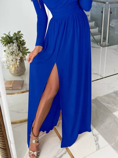 Slit Surplice Cold Shoulder Maxi Dress Elegant Smart Buyer