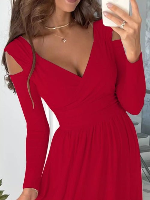 Slit Surplice Cold Shoulder Maxi Dress Elegant Smart Buyer