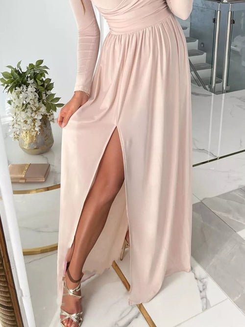 Slit Surplice Cold Shoulder Maxi Dress Elegant Smart Buyer