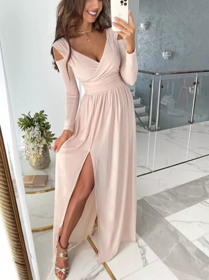 Slit Surplice Cold Shoulder Maxi Dress Elegant Smart Buyer