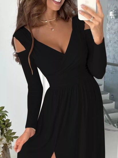 Slit Surplice Cold Shoulder Maxi Dress Elegant Smart Buyer