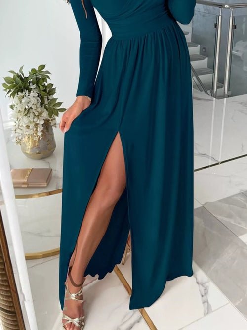 Slit Surplice Cold Shoulder Maxi Dress Elegant Smart Buyer