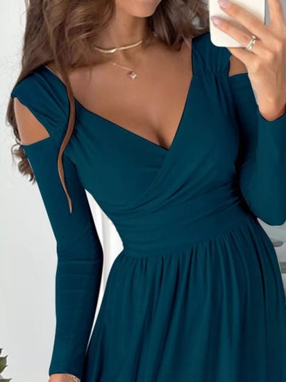 Slit Surplice Cold Shoulder Maxi Dress Elegant Smart Buyer