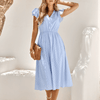 Womens V Neck Ruffle Sleeve Summer Dress Elegant Smart Buyer