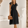 Womens V Neck Ruffle Sleeve Summer Dress Elegant Smart Buyer
