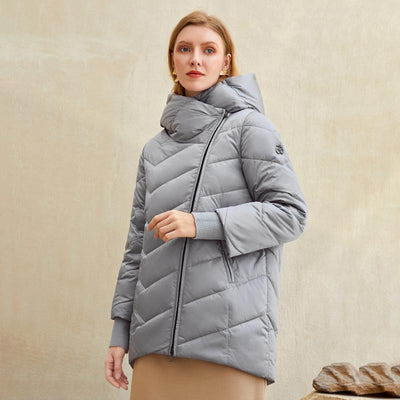 Elegant Hooded Women Winter Coat Cotton Warm Parka