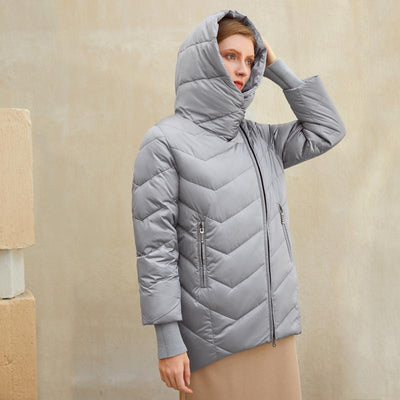 Elegant Hooded Women Winter Coat Cotton Warm Parka