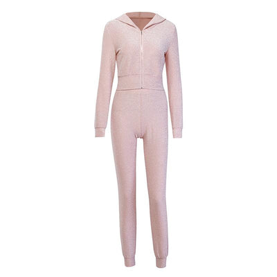 Two Piece Suit Hoodie Overalls For Women Jumpsuit Romper Long