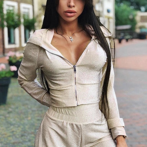 Two Piece Suit Hoodie Overalls For Women Jumpsuit Romper Long