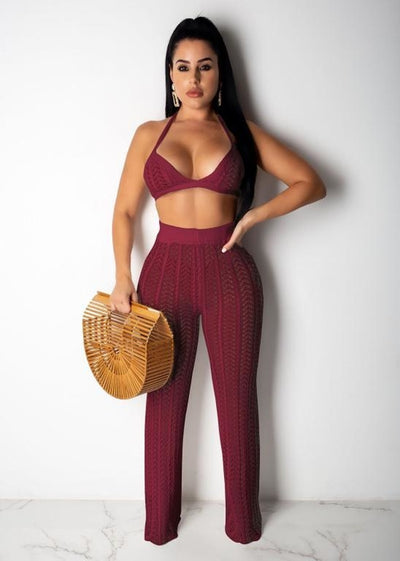 Sexy 2 Piece Suit Jumpsuit Female Sleeveless Crop Top