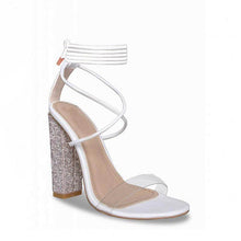 Load image into Gallery viewer, White Transparent Belt Thick-heeled High-heeled Sandals with Open-toed