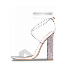 Load image into Gallery viewer, White Transparent Belt Thick-heeled High-heeled Sandals with Open-toed